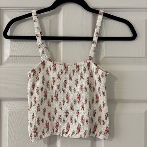 Forever 21 Women’s Smocked Crop Tank Top Cami Shirt Floral Cottagecore Size S